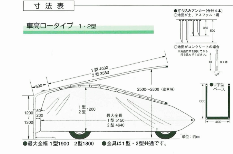 車カバー テマトラン 1型 金具セット