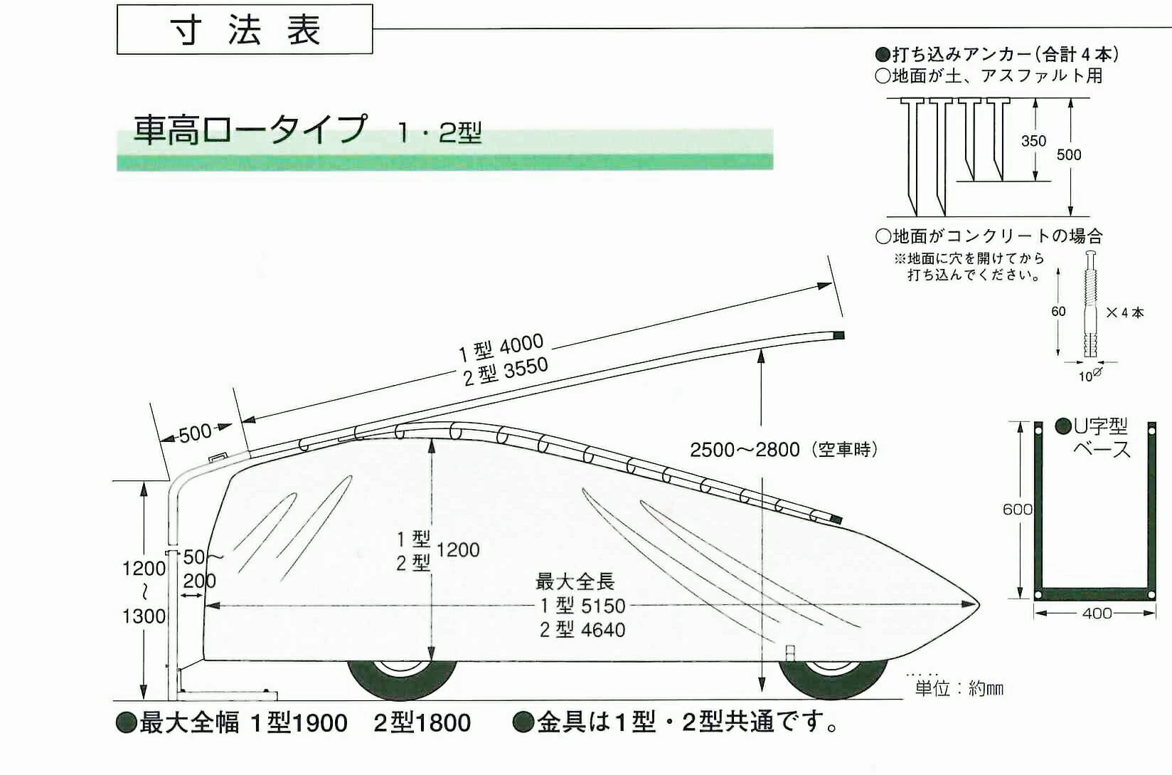 車カバー テマトラン 2型 金具セット