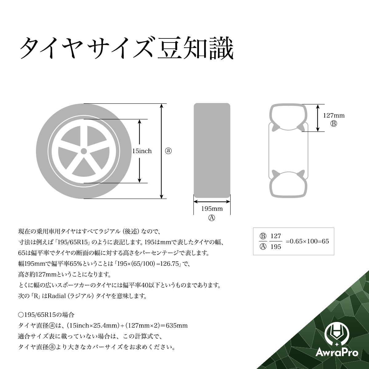 タイヤカバー 300D 1本収納用 2枚入り ベージュ Mサイズ