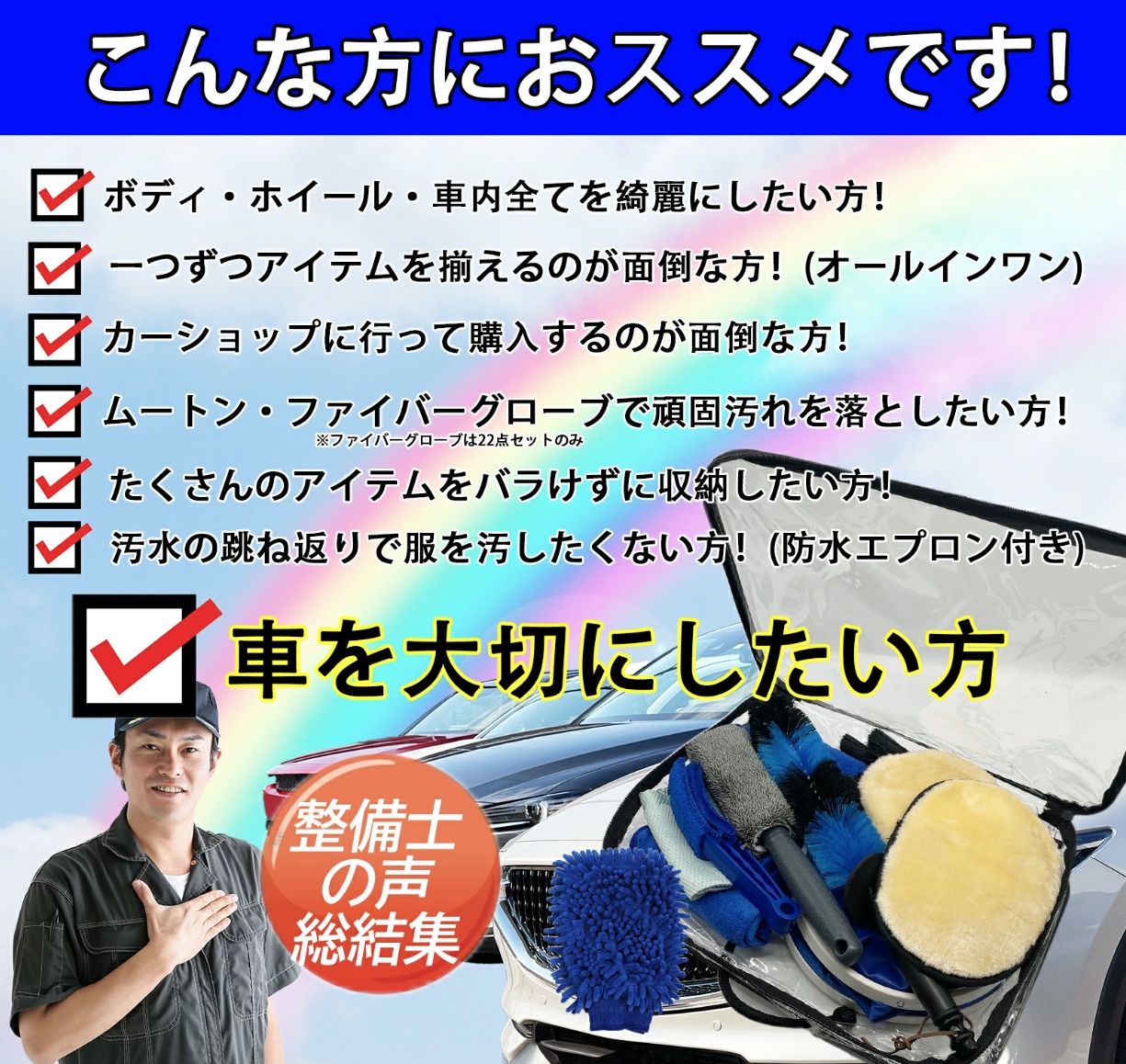 【洗車セット】 22点 洗車用品 洗車道具 ホイール洗車